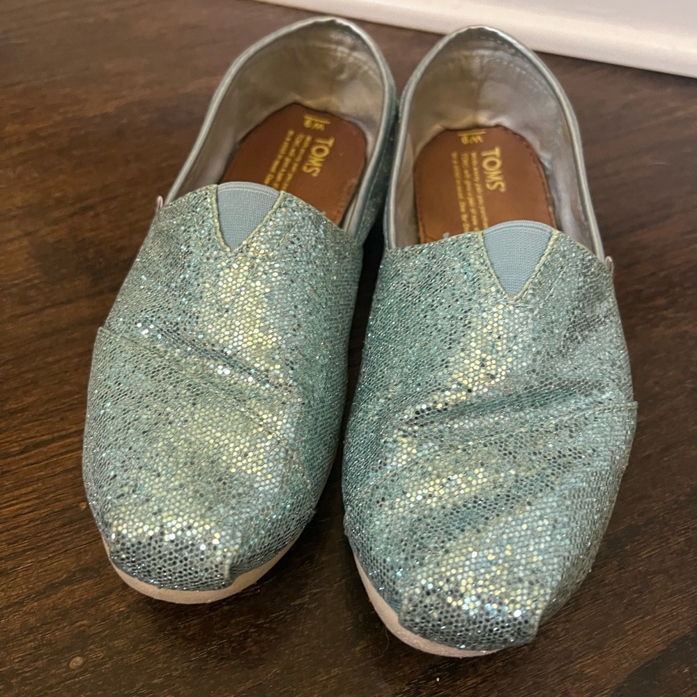 Toms Light Blue Glitter Shoes